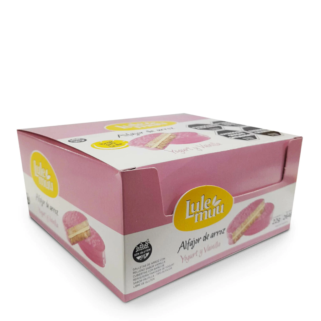 Alfajor de Arroz Vainilla con Yogurt Frutilla LULEMUU x 12u
