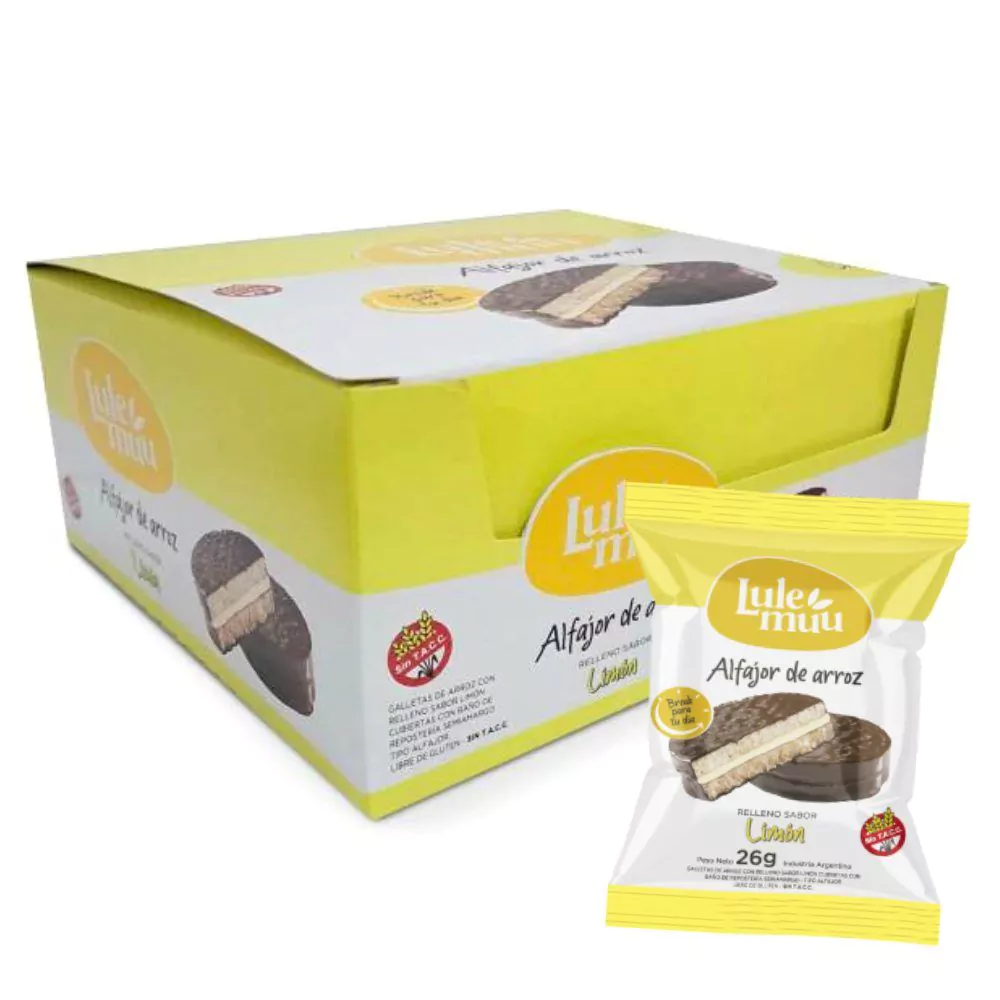 Alfajor de Arroz Limón Chocolate Negro LULEMUU x 12u