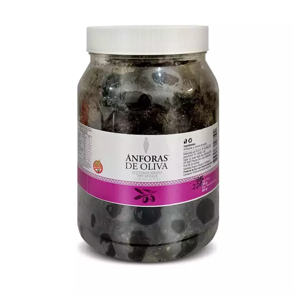 Aceitunas Negras tipo Griegas Anforas Oliva PET x 500g