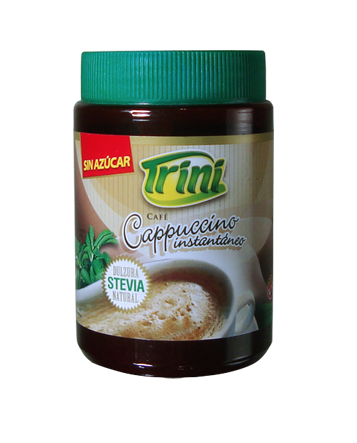 Café Cappuccino instantáneo con Stevia TRINI, sin azúcar  Café Cappuccino instantáneo con Stevia
